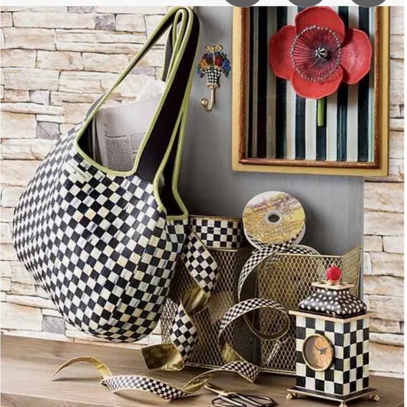 MacKenzie-Childs courtly check carryall Checkered neoprene Tote Bag - Picture 2 of 2